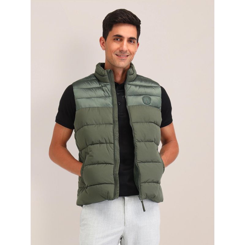 U.S. POLO ASSN. Solid Green Sleeveless Jacket (2XL)