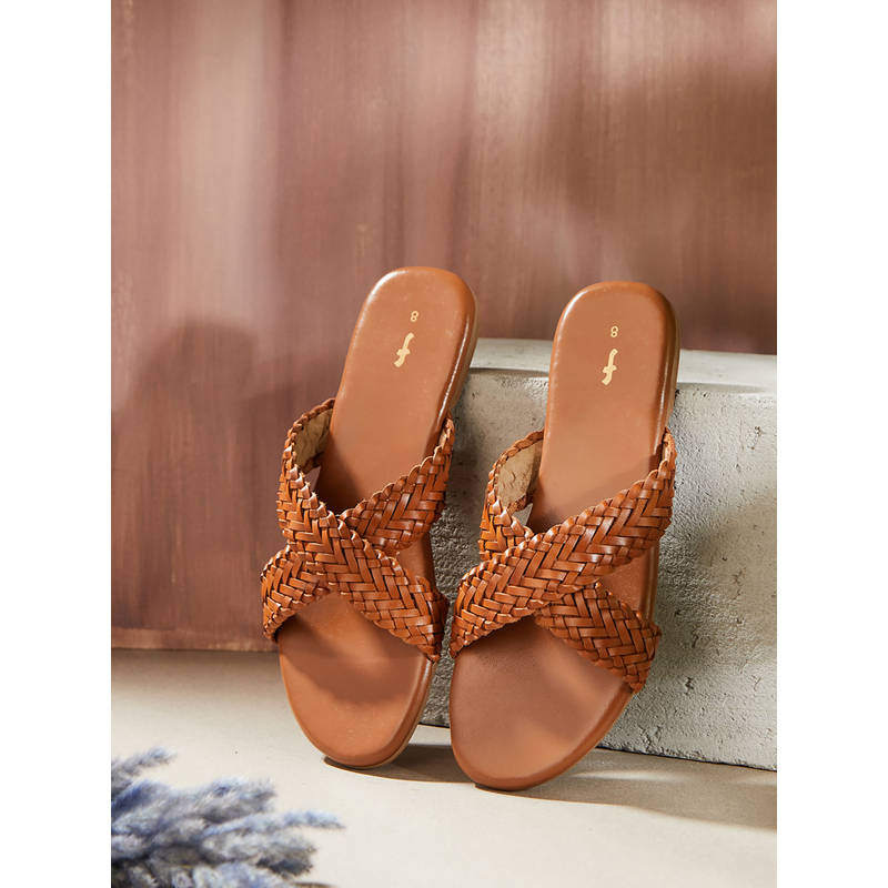 Fabindia Women Tan Leather Flats (UK 8)
