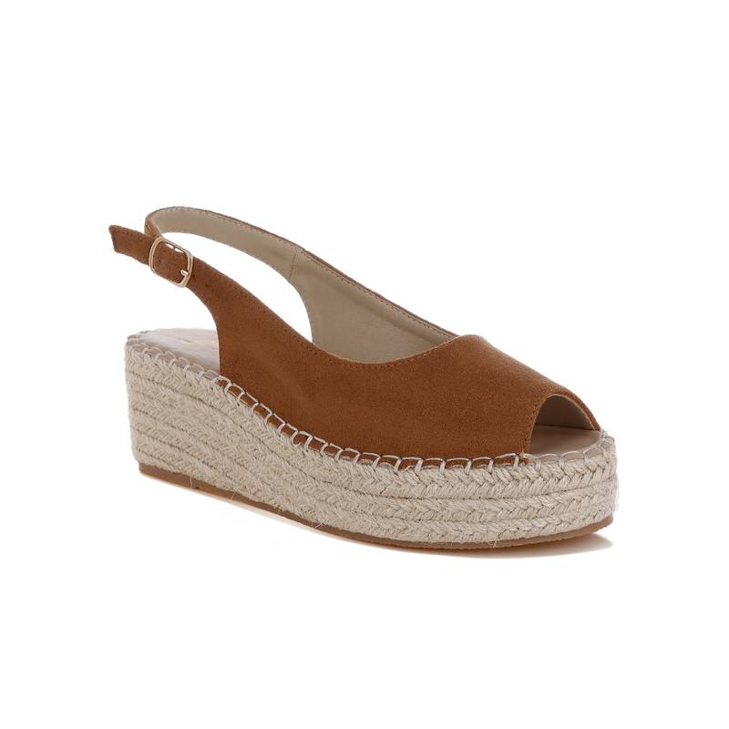 London Rag Women Brown Croco Peep Toe Wedges Heels (EURO 36)