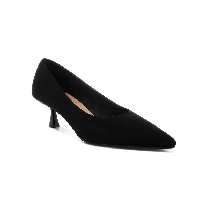 London Rag Women Black Pointy Toe Kitten Heels (EURO 37)
