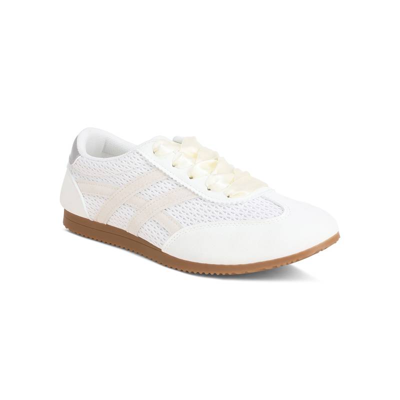 London Rag Women White Lace Up Casual Sneakers (EURO 37)