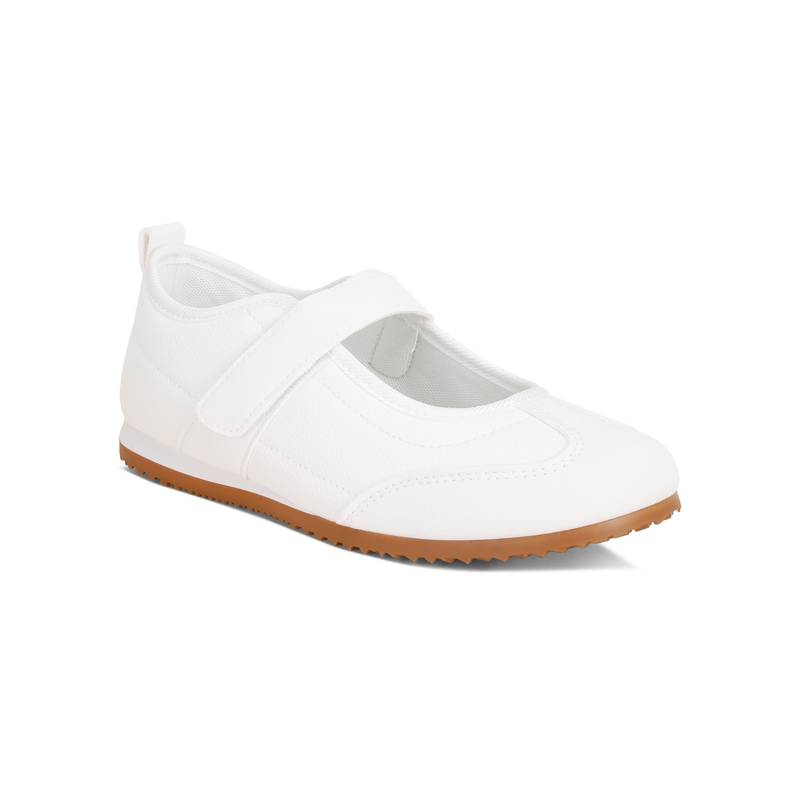 London Rag Women White Classic Velcro-Strap Sneakers (EURO 36)