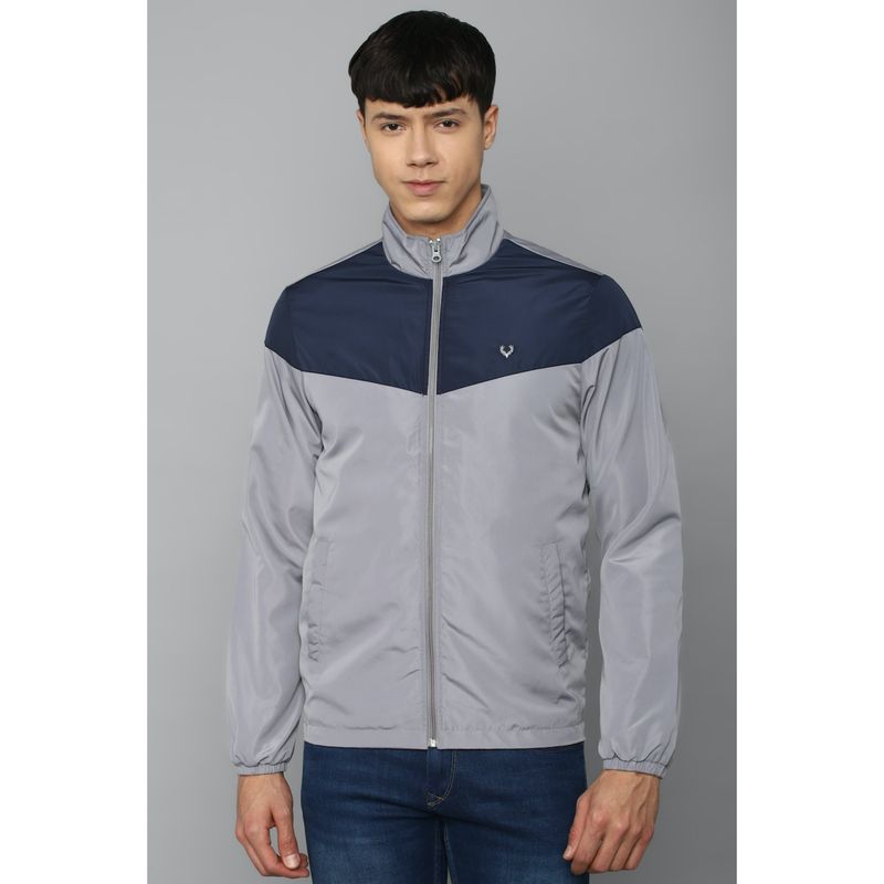Allen Solly Men Grey Colorblock Full Sleeves Casual Jacket (M)