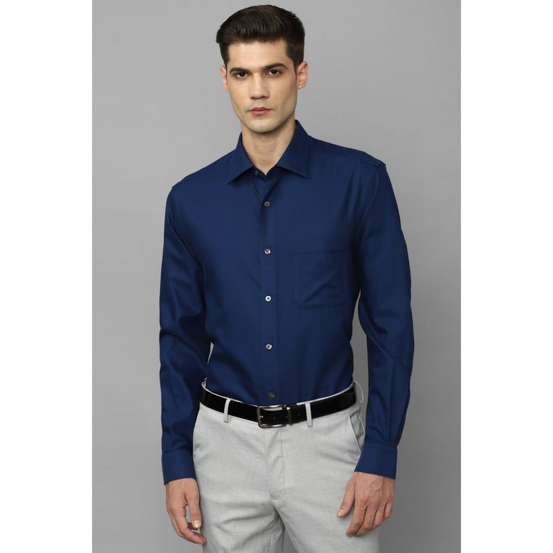 Louis Philippe Men Navy Classic Fit Self Design Full Sleeves Formal Shirt (42)