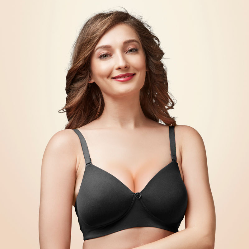Trylo Vivanta Lightly-padded Full Coverage T-shirt Bra - Black (36D)