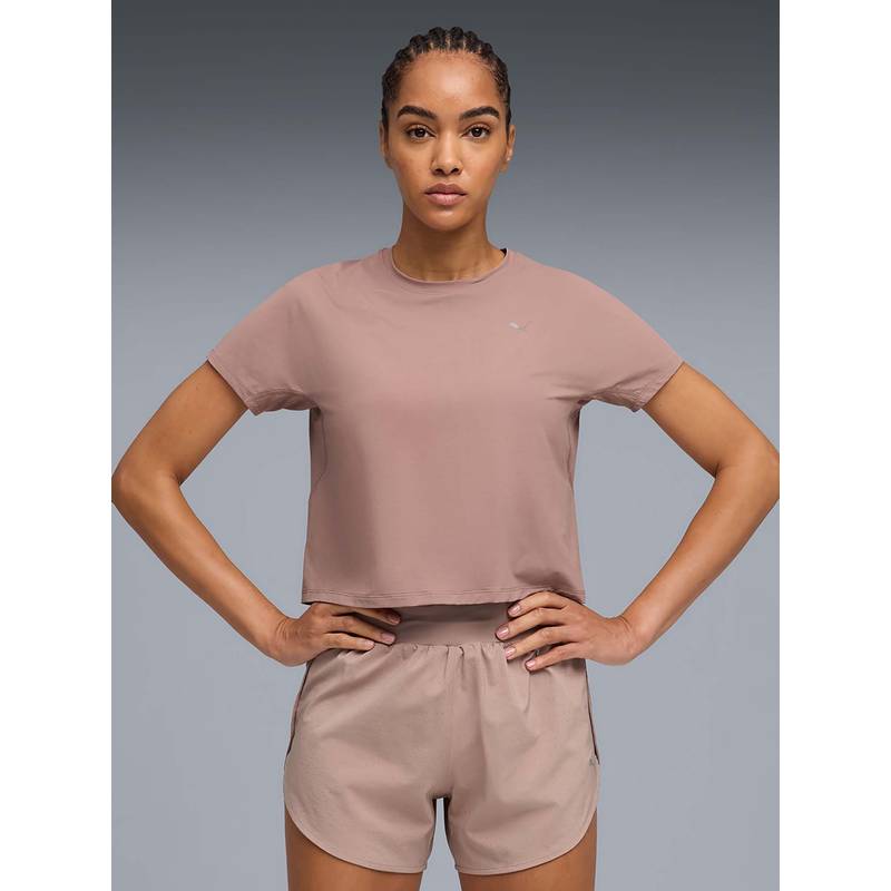 Puma Beige Solid Boxy T-Shirt (XL)