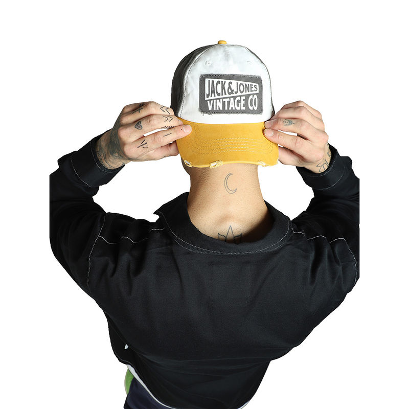 Buy Jack Jones Yellow Grey Logo Printed Cap Online