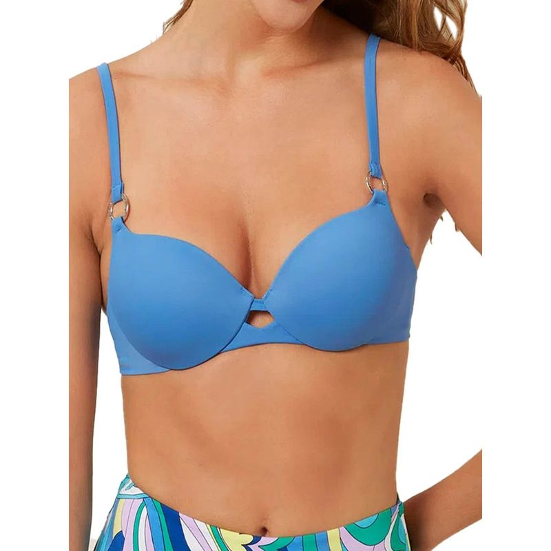 Yamamay Light Blue Essentials Bikni Bra Solid Under-Wired Padded Balconette (36D)