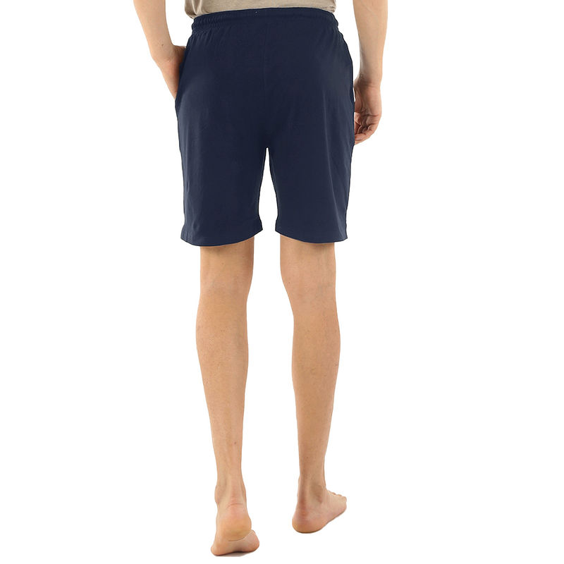 ALMO Fresco Slim Fit Cotton Knitted Shorts - Navy Blue (M)