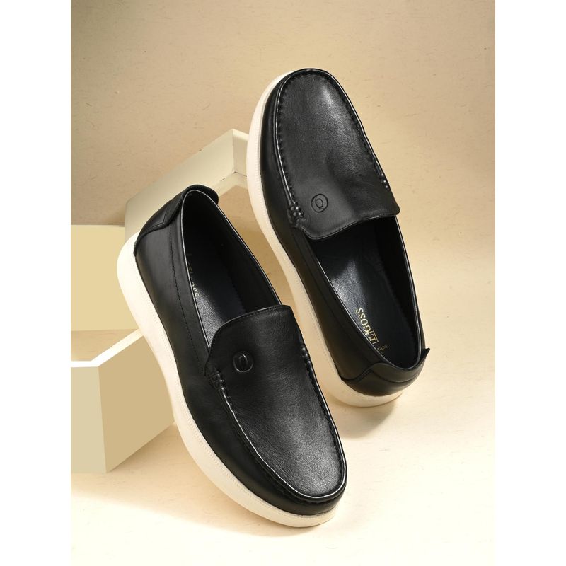 EGOSS Black Casual Leather Loafers (UK 9)
