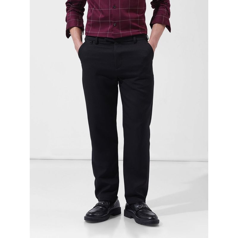 The Indian Garage Co Black Men's Regular Fit Mid-Rise Trouser (34)