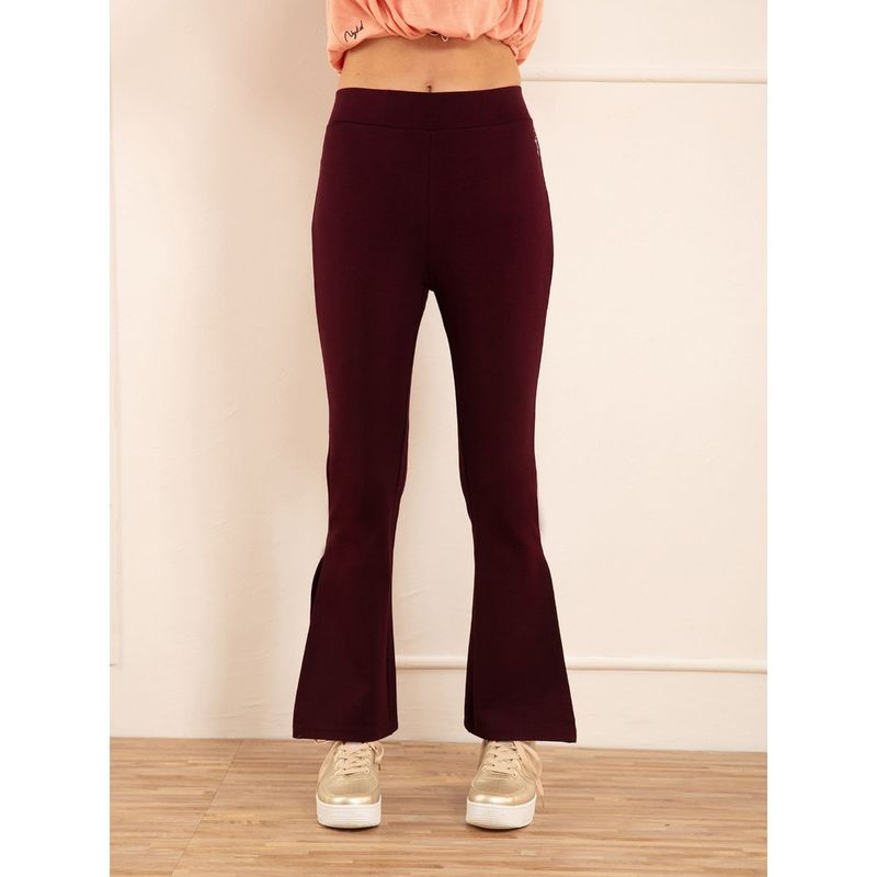 Nykd by Nykaa High Waisted Flared Pants- NYAT234 Zinfandel (XL)