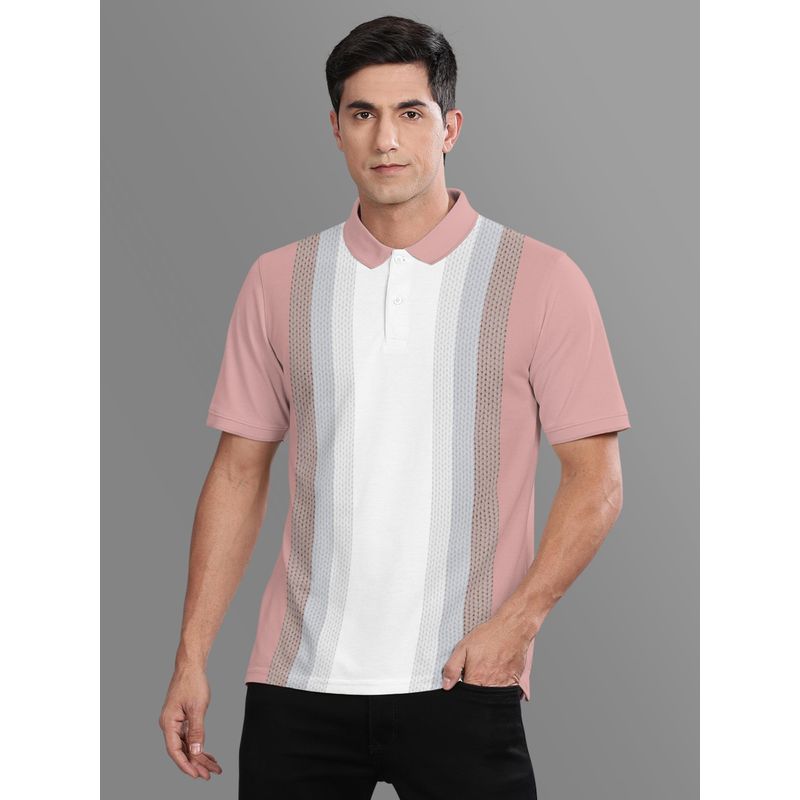BULLMER Pink Colorblock Regular Fit Polo T-Shirt (M)