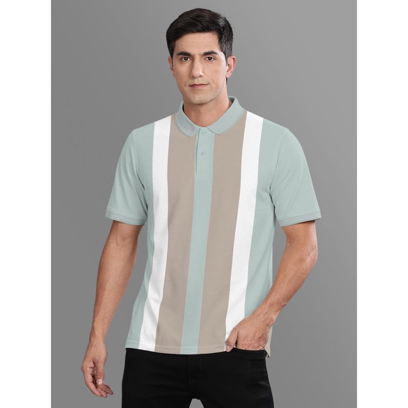 BULLMER Green Stripes Regular Fit Polo T-Shirt (4XL)