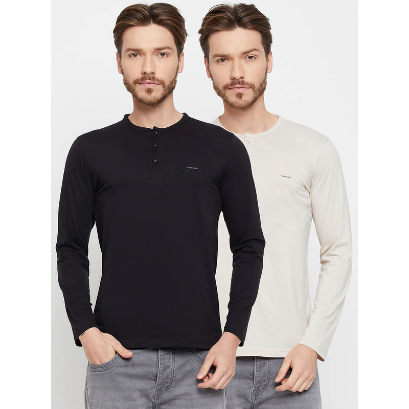 Okane Mens Long Sleeves Henley Neck T-Shirt (Pack of 2) (XL)