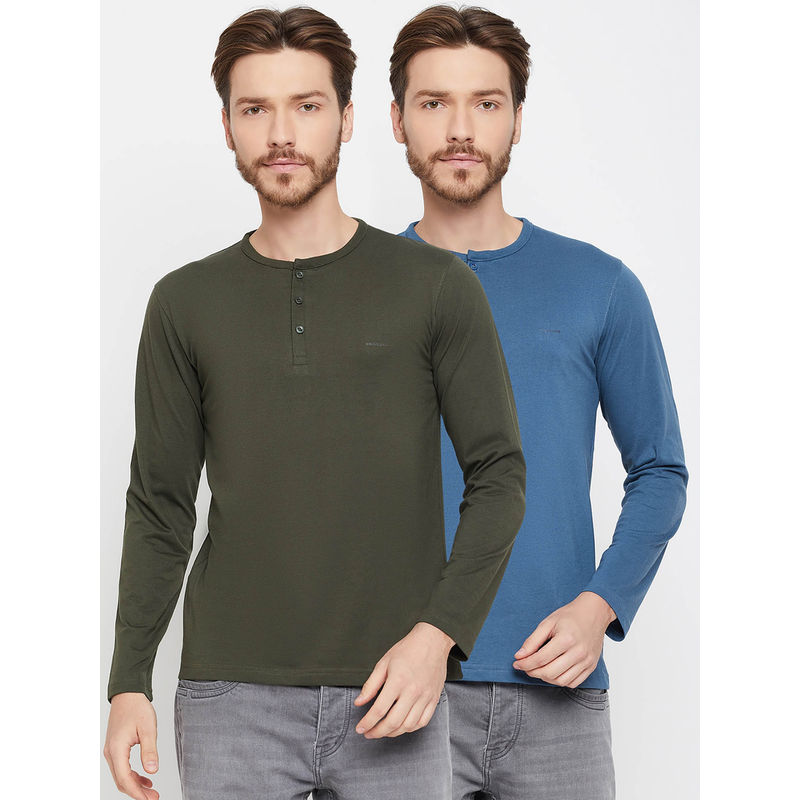 Okane Mens Long Sleeves Henley Neck T-Shirt (Pack of 2) (2XL)