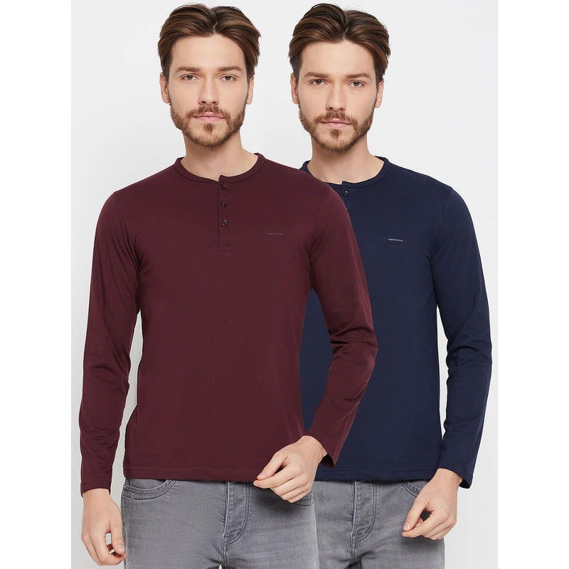 Okane Mens Long Sleeves Henley Neck T-Shirt (Pack of 2) (2XL)
