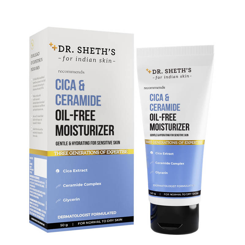 Dr. Sheth's Cica & Ceramide Oil-Free Moisturizer, 5% Glycerin, For Normal, Dry & Sensitive Skin