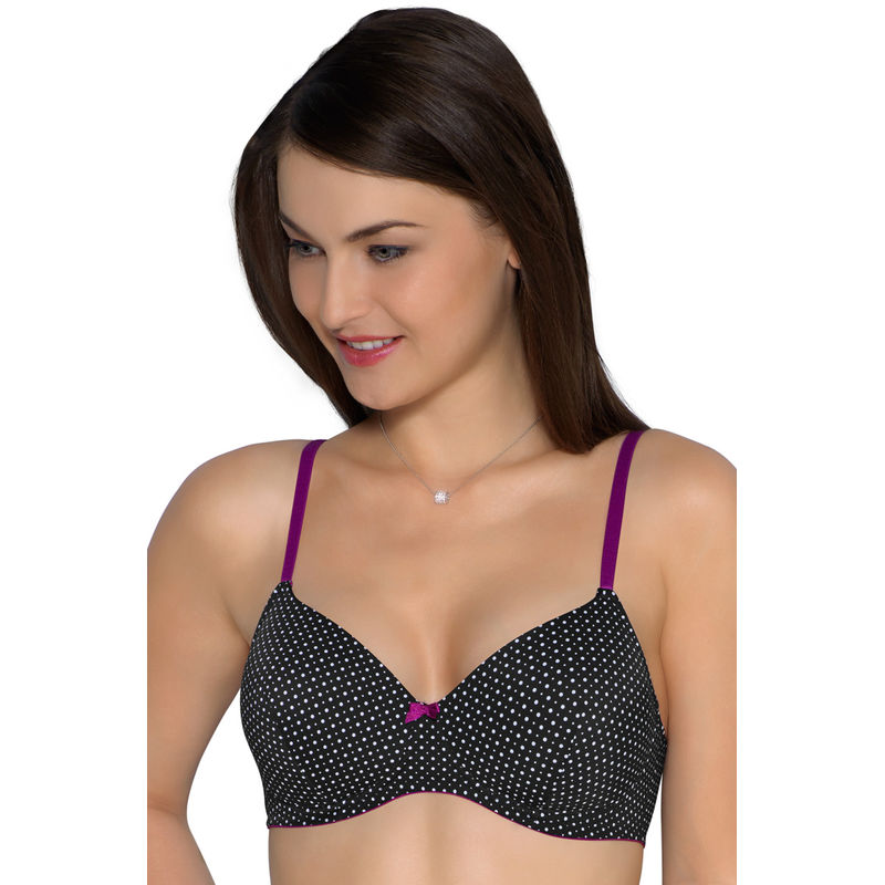 Amante Delicate Dots Padded Non-Wired T-Shirt Bra - Black (36C)