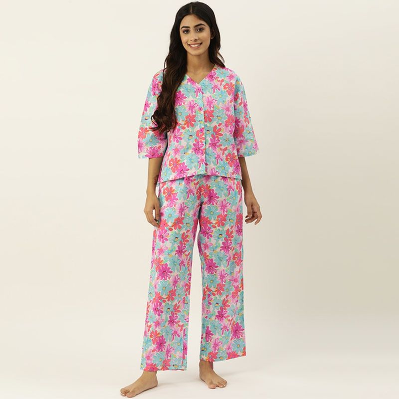 Secret Wish Multicolor Floral Night Suit for women (Set of 2) (XL)