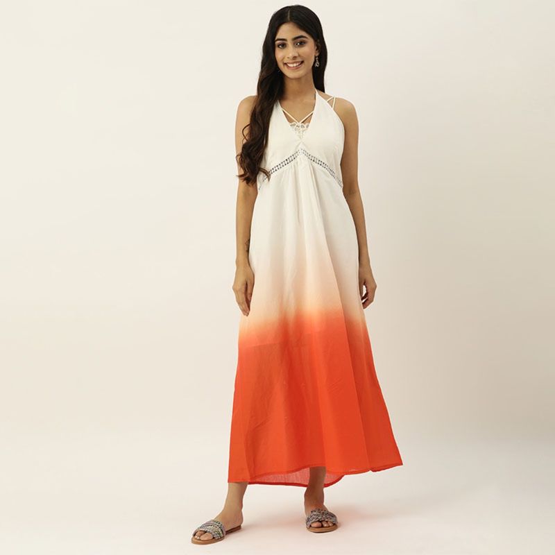 Secret Wish Orange & White Beachwear Cover-Up dress (XL)