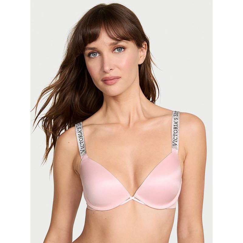 Victoria's Secret Very Sexy Logo Shine Strap Lightly Lined Low-Cut Demi Bra Pink (34B)