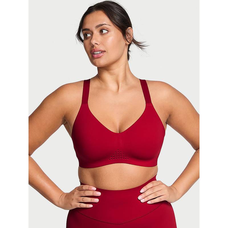 Victoria's Secret Vsx Featherweight Medium V-Neck Sports Bra Red (XS)