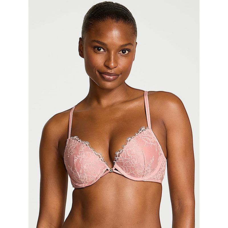 Victoria's Secret Very Sexy Rose Lace Shimmer Push-Up Bra Pink (34DD)