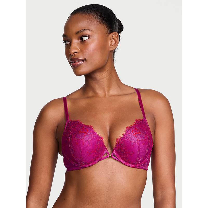 Victoria's Secret Very Sexy Bombshell Add-2-Cups Rose Lace Push-Up Bra Multi-Color (34C)