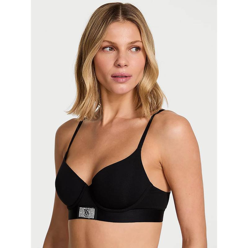 Victoria's Secret The T-Shirt Shine Patch Lightly Lined Demi Bra Black (36D)