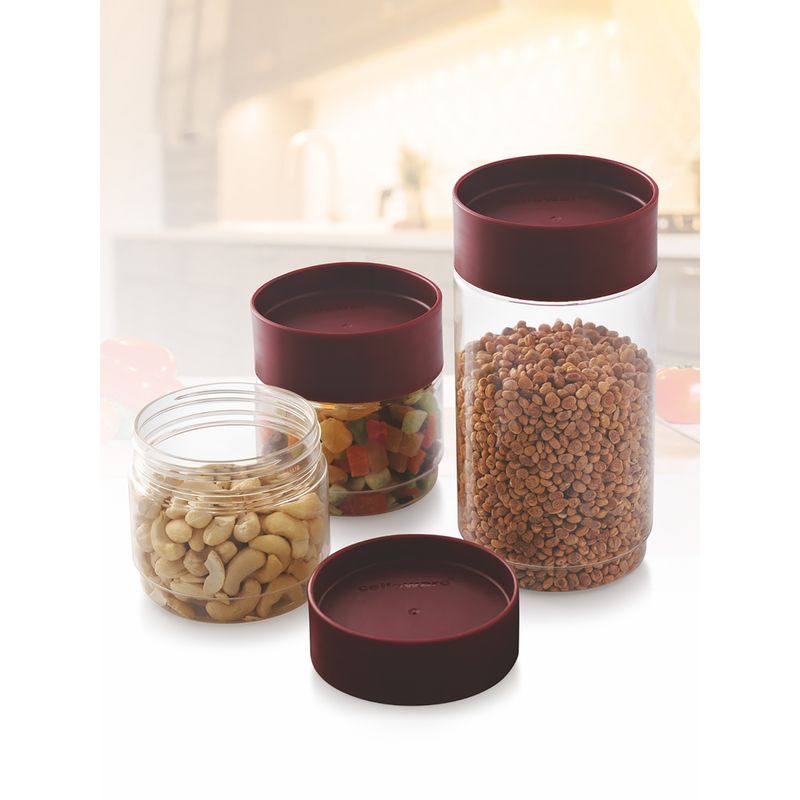 Buy CELLO Modustack Glassy Storage Jar, Set of 3, (2 Pcs 500 ml, 1 Pc