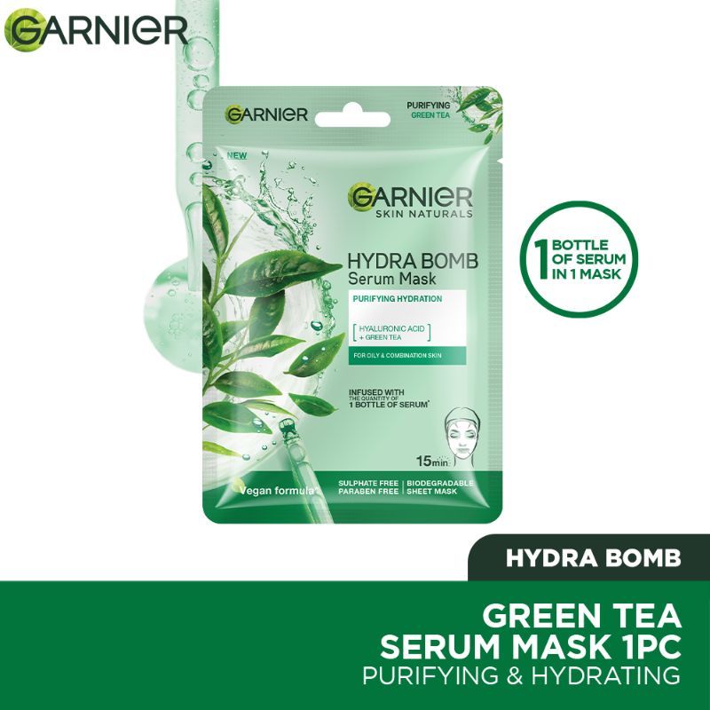 Garnier Skin Naturals Hydra Bomb Green Tea Face Serum Sheet Mask