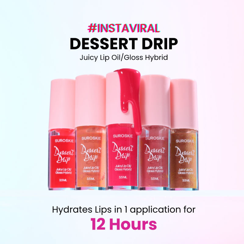 SUROSKIE Lip Oil Dessert Drip Crepe For Glossy & Hydrating Lips Peach