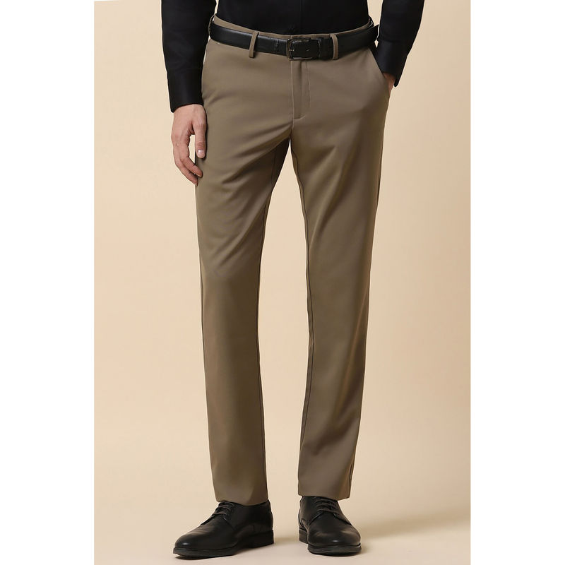 Allen Solly Men Brown Slim Fit Solid Formal Trousers (30)