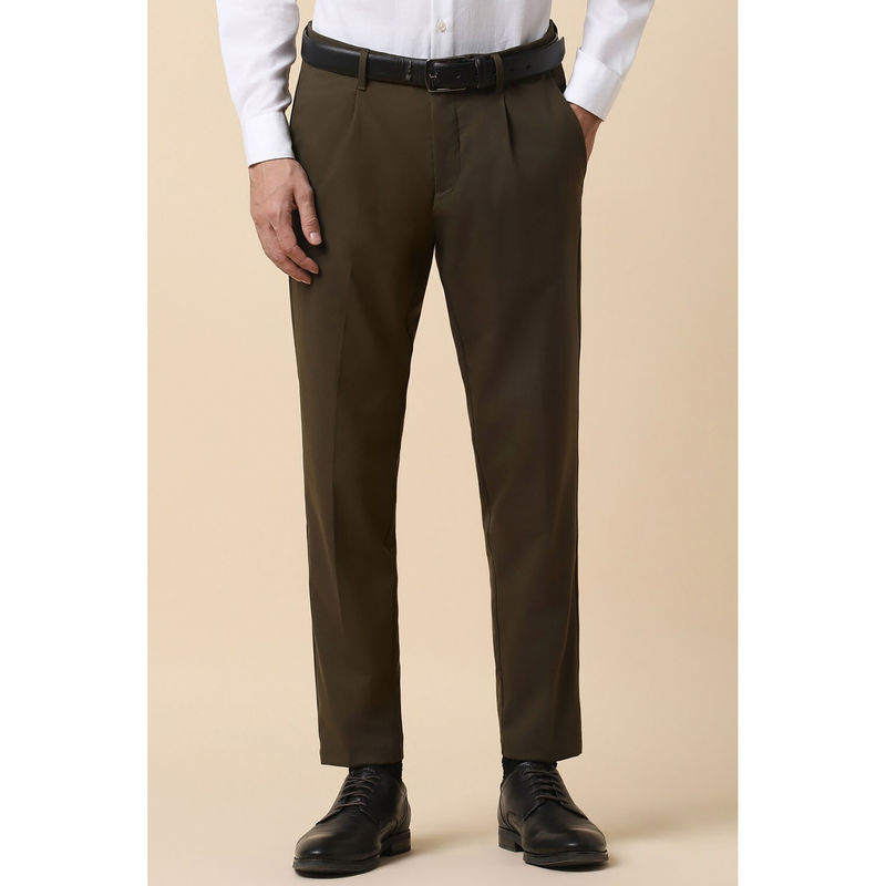 Allen Solly Men Brown Slim Fit Solid Formal Trousers (32)