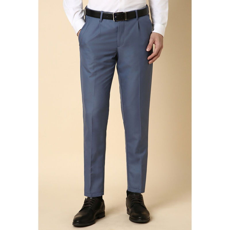 Allen Solly Men Blue Slim Fit Solid Formal Trousers (34)
