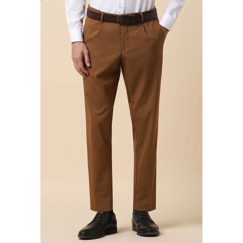 Allen Solly Men Brown Slim Fit Solid Formal Trousers (30)