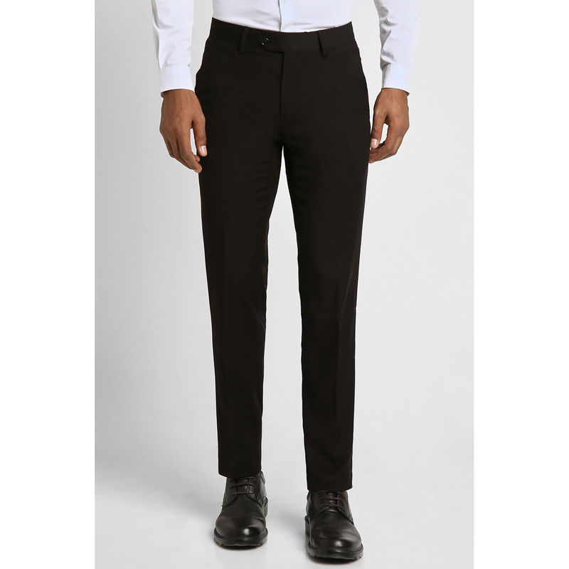 Peter England Men Black Solid Slim Fit Formal Trousers (32)