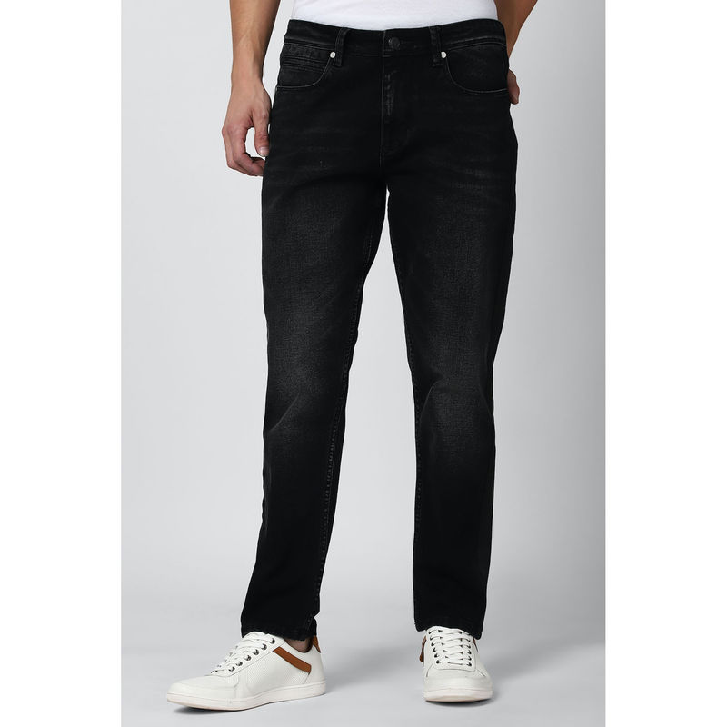 Peter England Men Black Dark Wash Slim Straight Jeans (36)