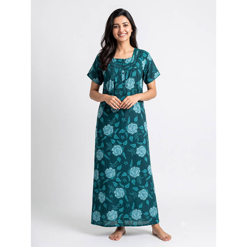 Juliet Women Green Polyviscose Nighty (M)
