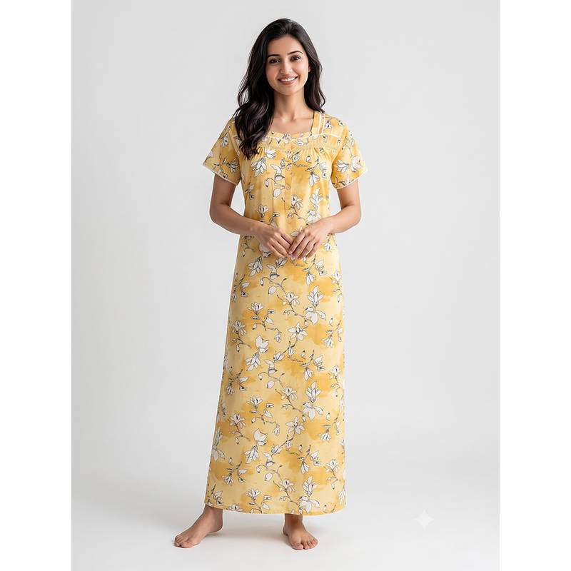 Juliet Women Yellow Polyviscose Nighty (M)