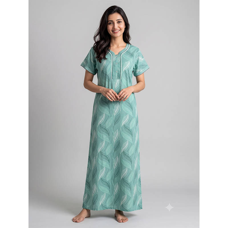 Juliet Women Green Polyviscose Nighty (M)