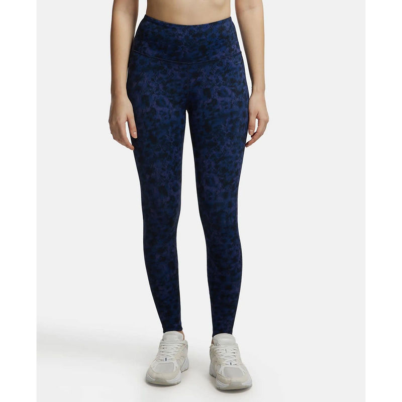 Jockey MW68 Women Microfiber Elastane 7/8th Active Wear Leggings - Peacoat Print (S)