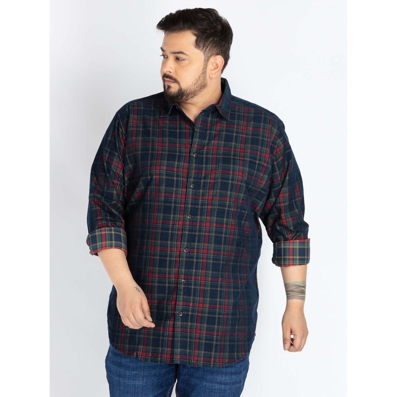 UNSIZED Navy Blue Checked Casual Shirt (6XL)