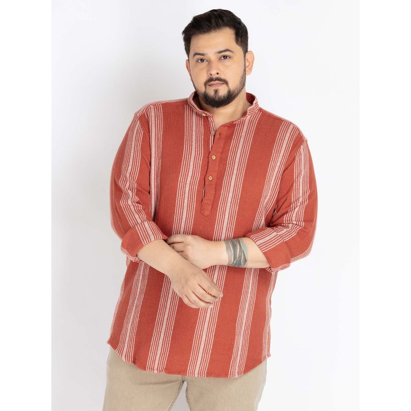 UNSIZED Rust Stripes Casual Shirt (3XL)