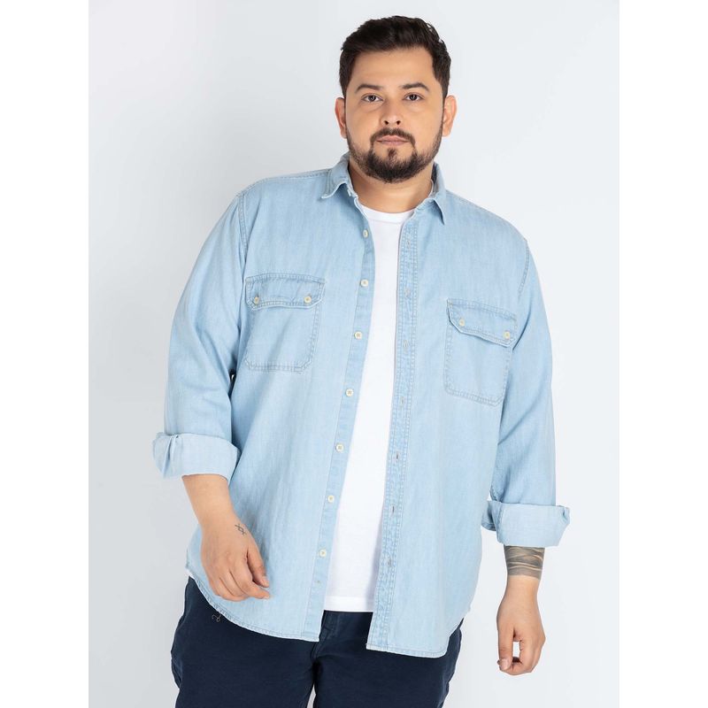 UNSIZED Indigo Solid Casual Shirt (3XL)