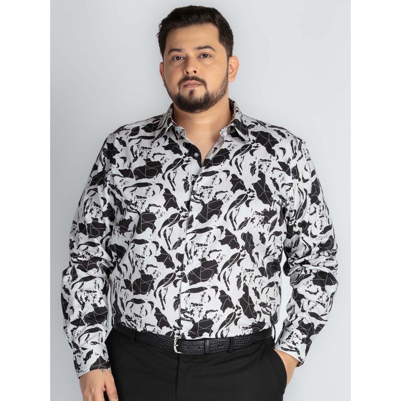 UNSIZED Evening Grey Printed Formal Shirt (4XL)