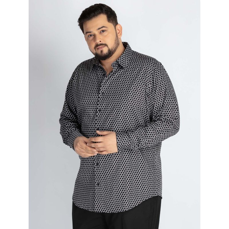 UNSIZED Evening Black Printed Casual Shirt (3XL)