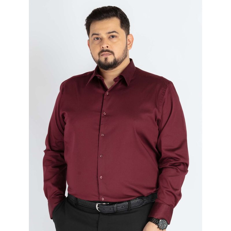 UNSIZED Evening Maroon Solid Formal Shirt (3XL)
