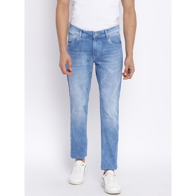 Cantabil Solid Blue Regular Fit Denim Jeans (34)